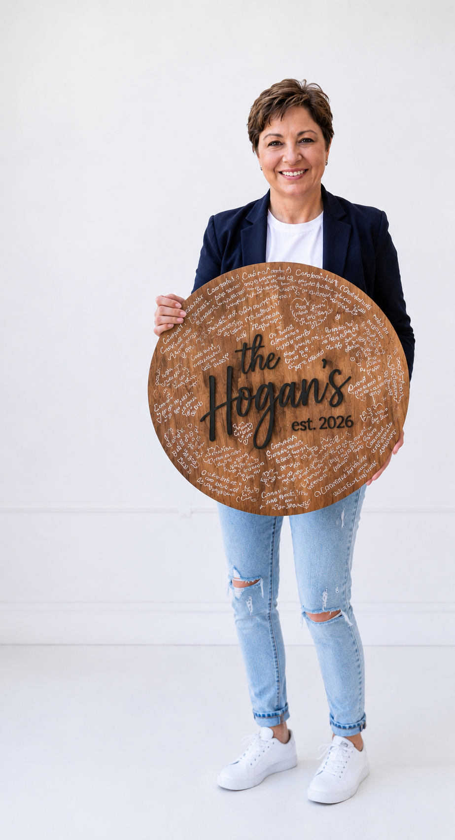 Personalized Wedding Guest Book Sign | Round Wooden Signature Board | Custom Family Name Wedding Sign | Rustic Wedding Decor