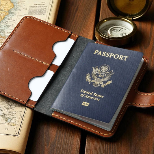 Handcrafted Leather Passport Wallet – Secure Travel Organizer