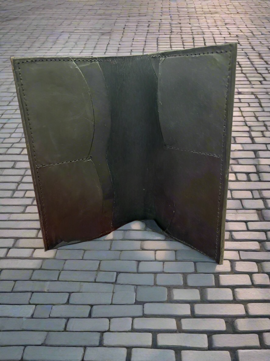 Black leather long wallet