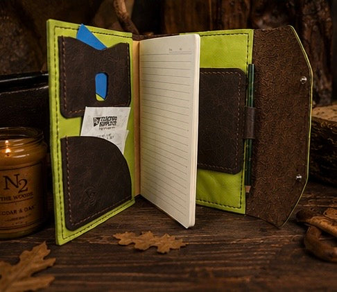 Handcrafted Leather Journal Cover – 5” x 8” Refillable Notebook Organizer with Pen Holder & Storage Pockets