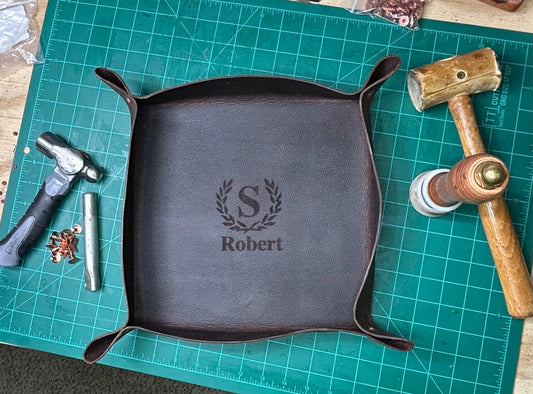 Personalized Leather Valet 8x8x2