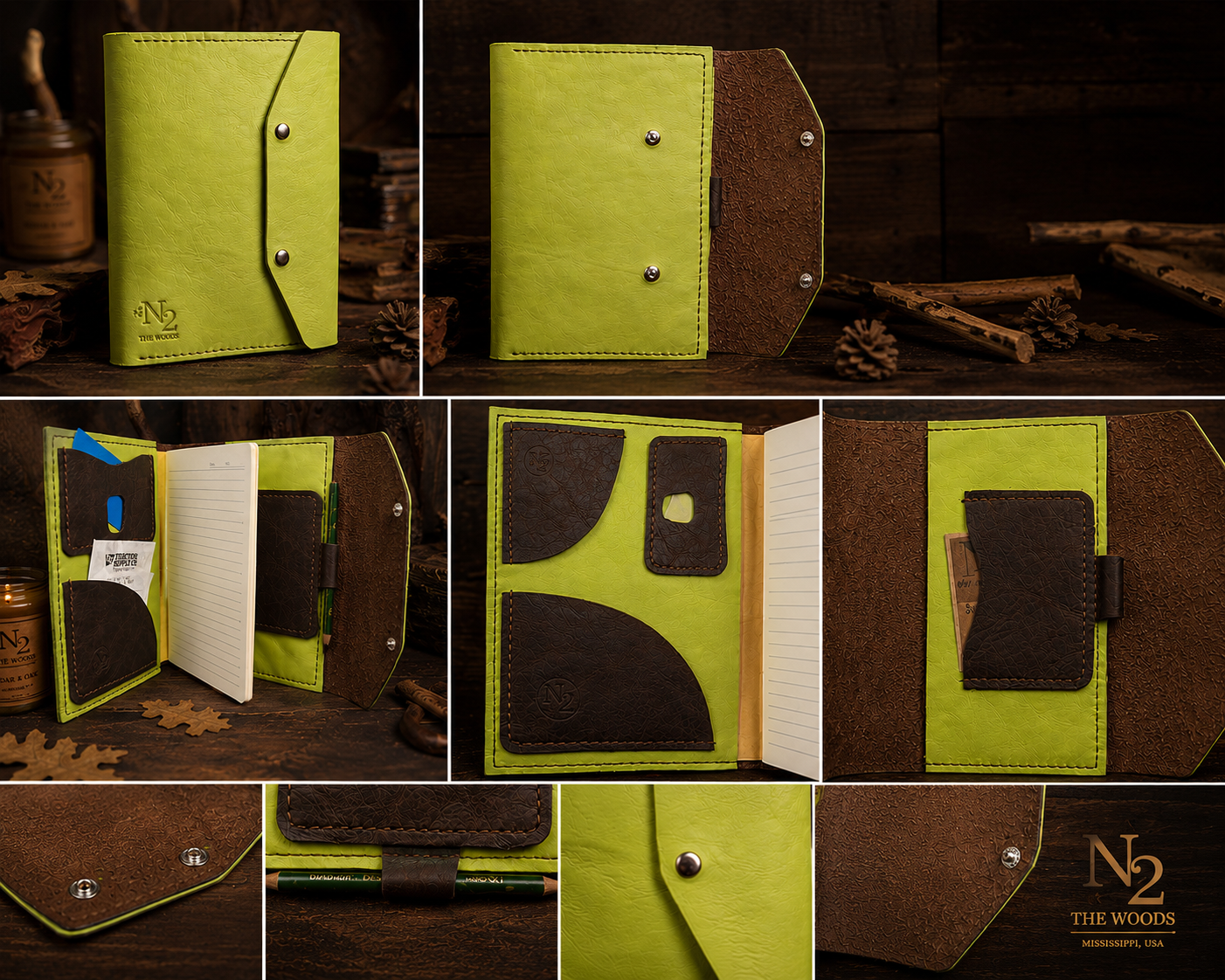 Handcrafted Leather Journal Cover – 5” x 8” Refillable Notebook Organizer with Pen Holder & Storage Pockets