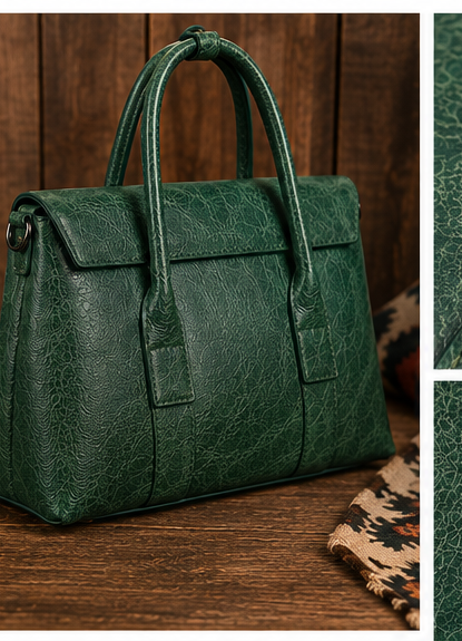 Western Crunch Leather Satchel Purse