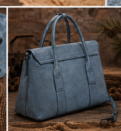 Western Crunch Leather Satchel Purse