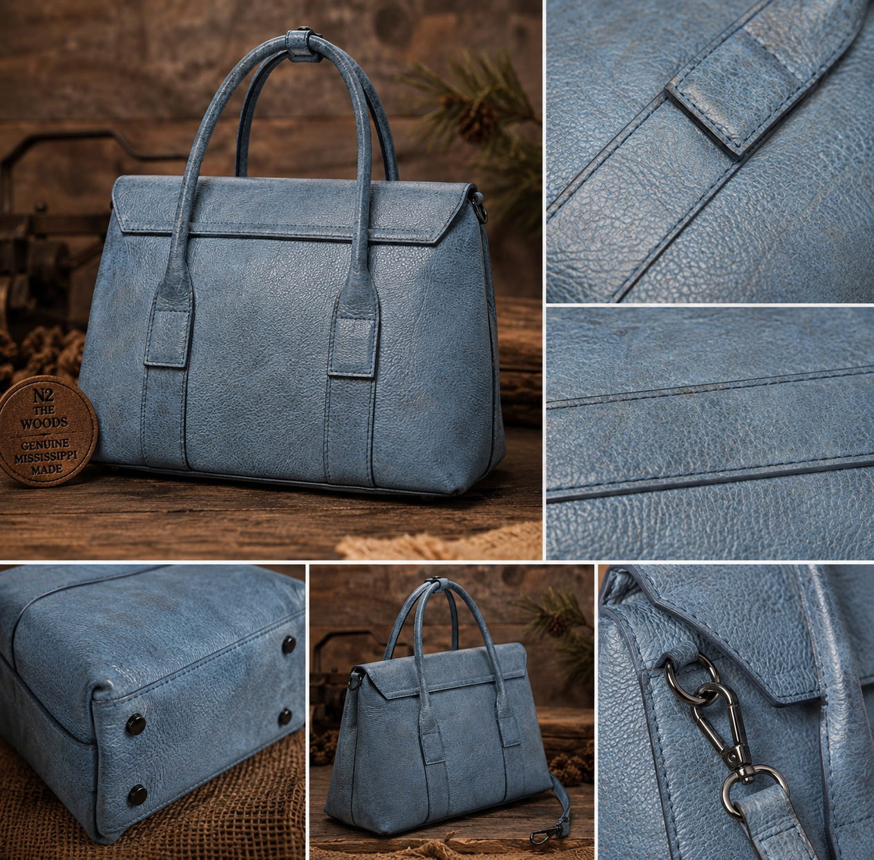 Western Crunch Leather Satchel Purse