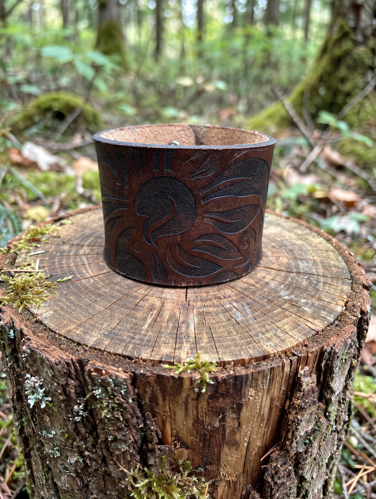 Handcrafted Leather Cuff Bracelet – Engraved