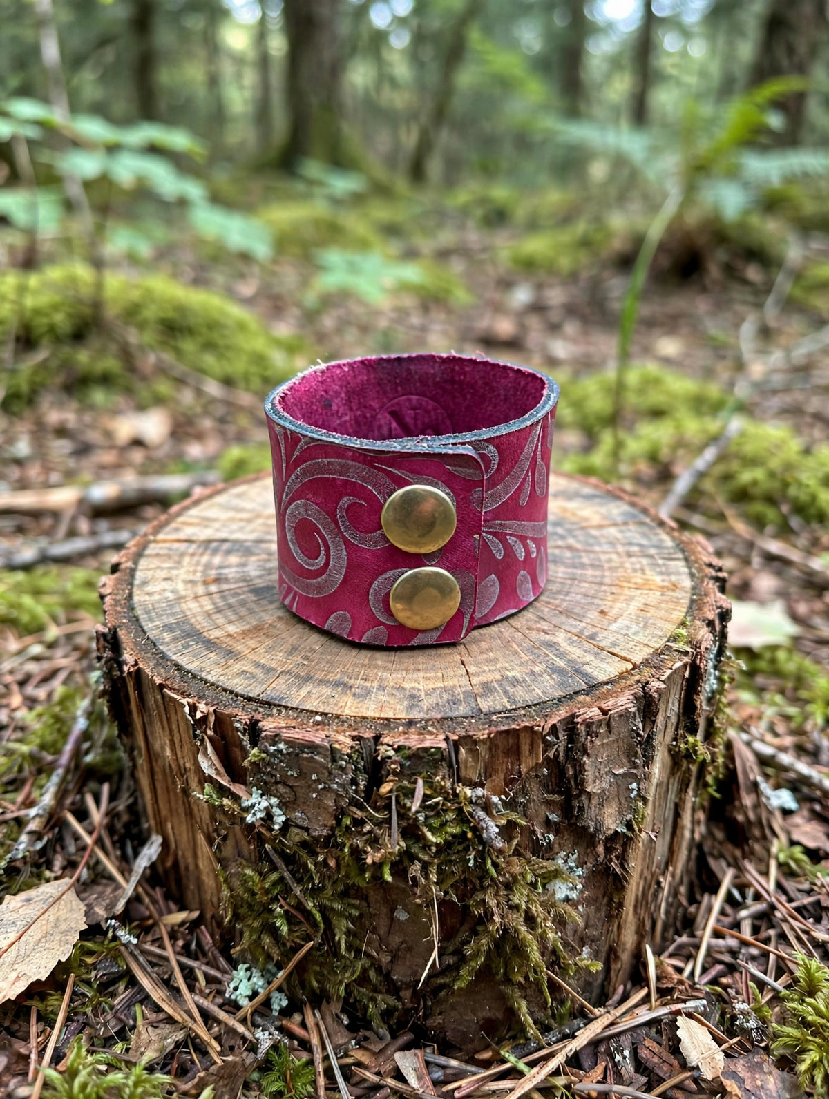 Handcrafted Leather Cuff Bracelet – Engraved