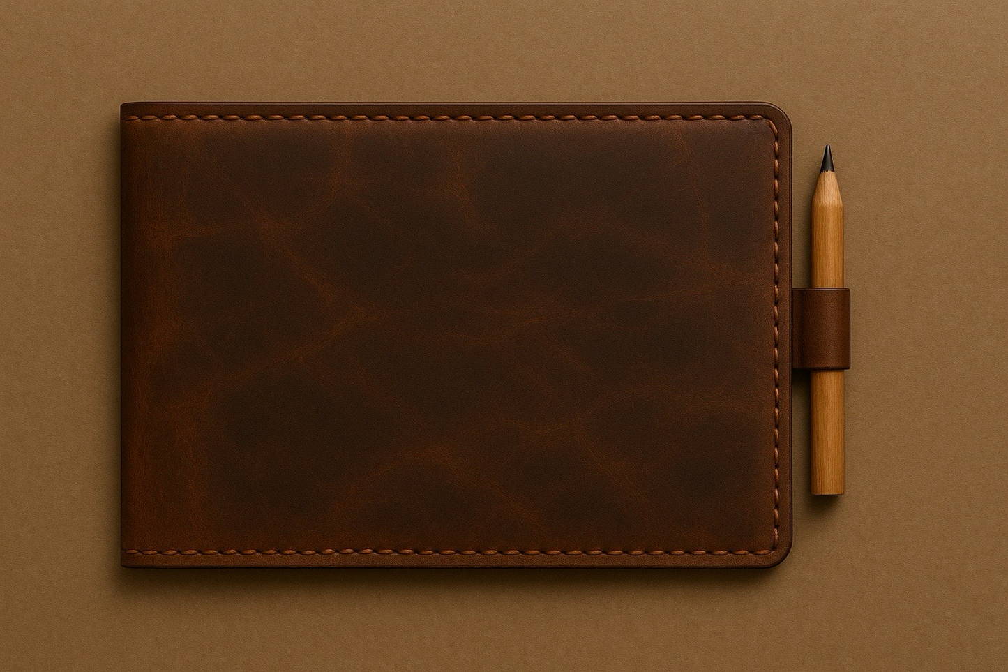 Rustic Leather Golf Score Card Holder with Pencil Loop – Premium Handmade Gift