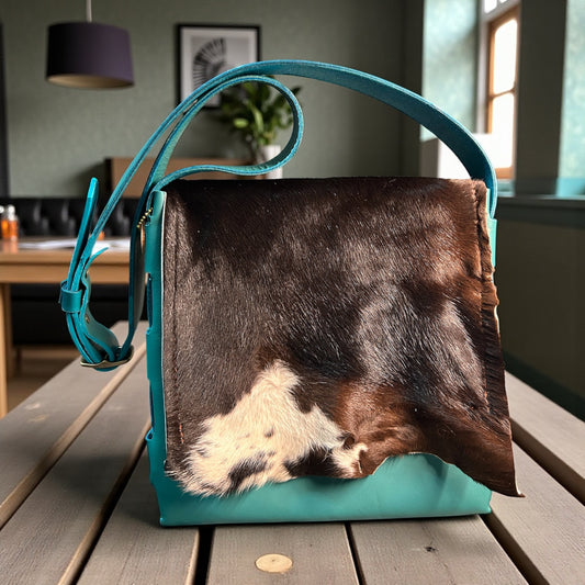 Turquoise Trail Hair-On Leather Bag