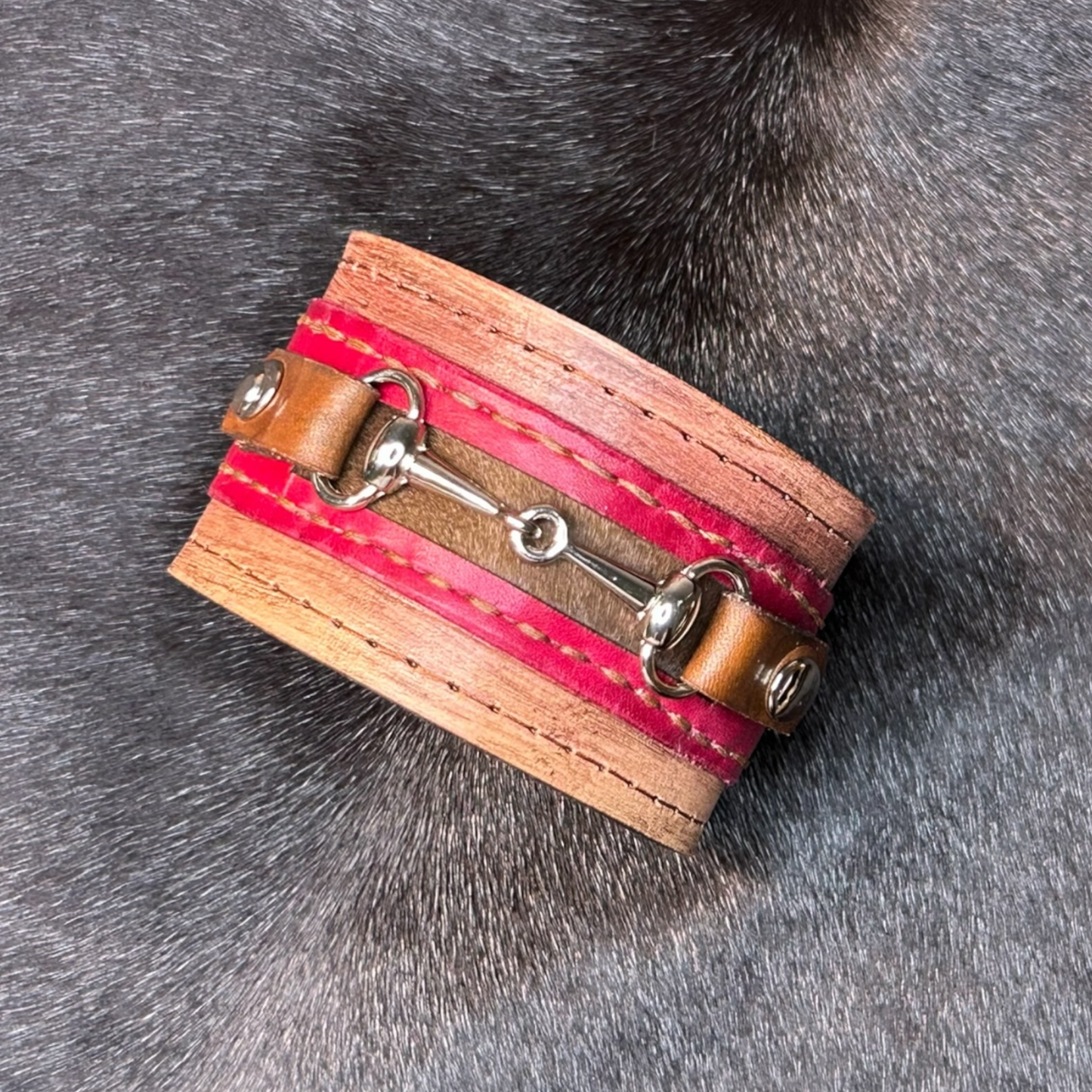 Handmade Leather Snaffle Bit Cuff Bracelet
